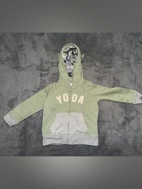 Baby Gap Boys 18-24 Months Green Star Wars Yoda Zip Hooded Sweatshirt Jacket